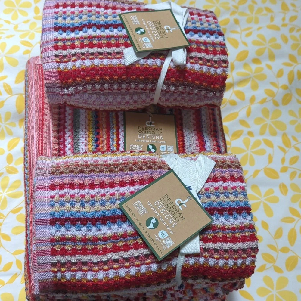 Deborah Connolly Designs Colorful Striped Towels Set - Picture 4 of 4